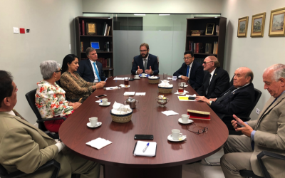 CONFERENCIA EN LA EMBAJADA DE BRASIL CON EL SR. GABRIEL GUALANO DE GODOY, JEFE DE MISION, DEL ALTO COMISIONADO DE LAS NACIONES UNIDAS PARA LOS REFUGIADOS – ACNUR, EL 2 DE ABRIL DEL 2019.